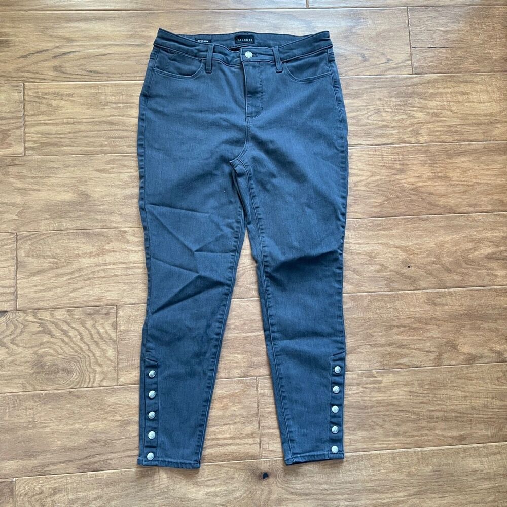 Talbots Jeans Size 10P Petite Jegging Skinny Jeans Dark Gray Buttons